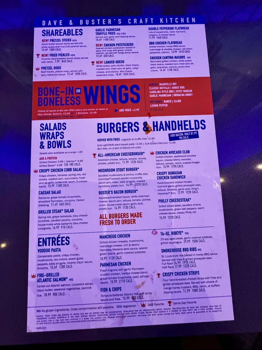 Menu Dave & Buster's Rogers-1
