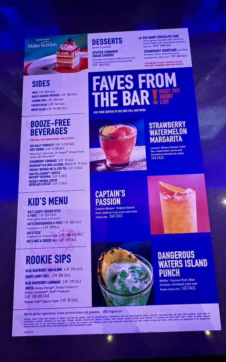 Menu Dave & Buster's Rogers-2
