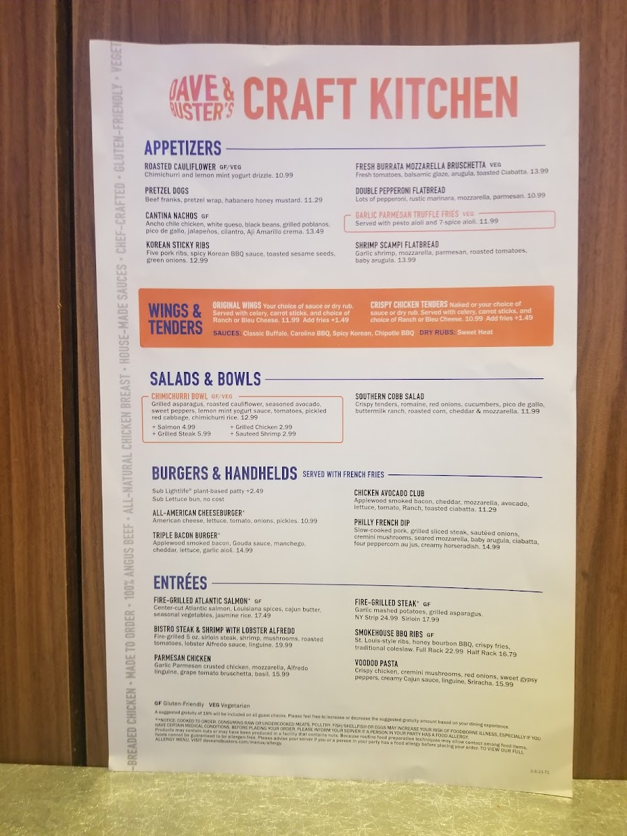 Menu Dave & Buster's Rogers-4