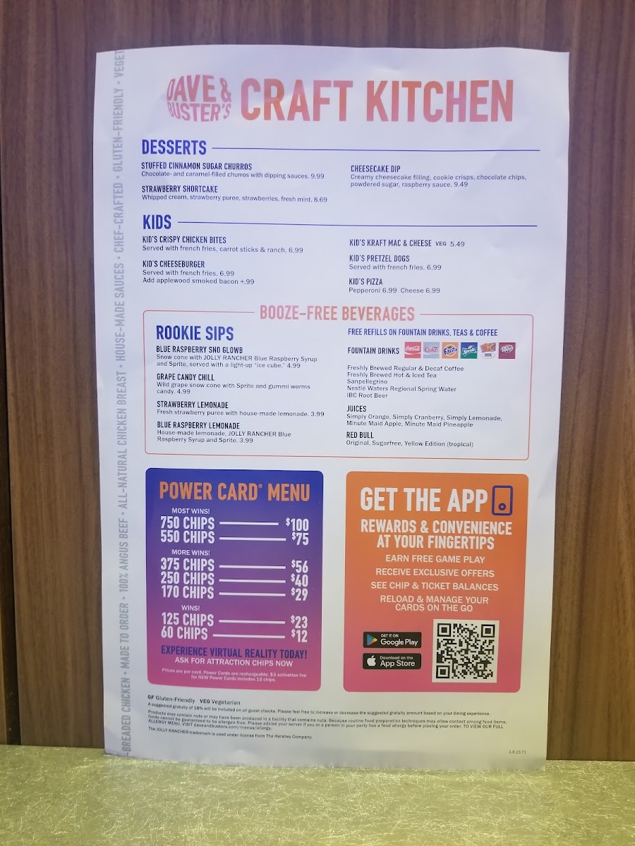 Menu Dave & Buster's Rogers-9